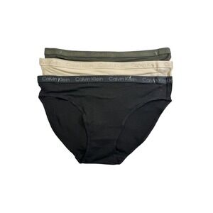 Calvin Klein Women`s Motive Cotton Bikini Panty 3 Pack (US, Alpha, Medium, Regu